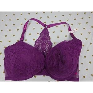 Victorias Secret Purple Lace Racerback Front Close NEW Bra 38DD PUSH UP